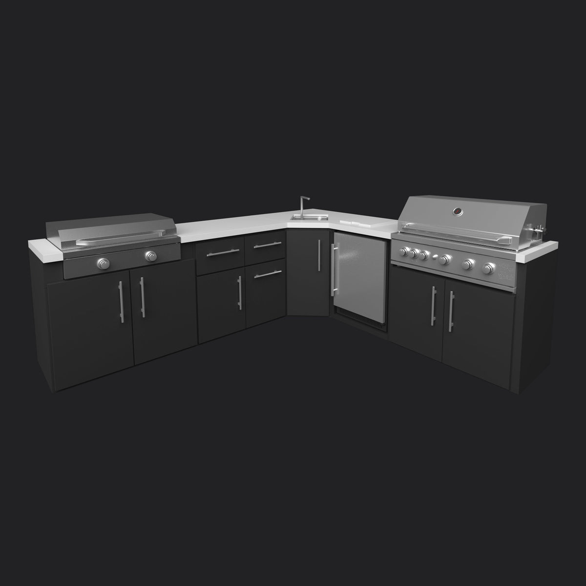 Emory | Corner Outdoor Kitchen Island with Built-In Grill & Griddle