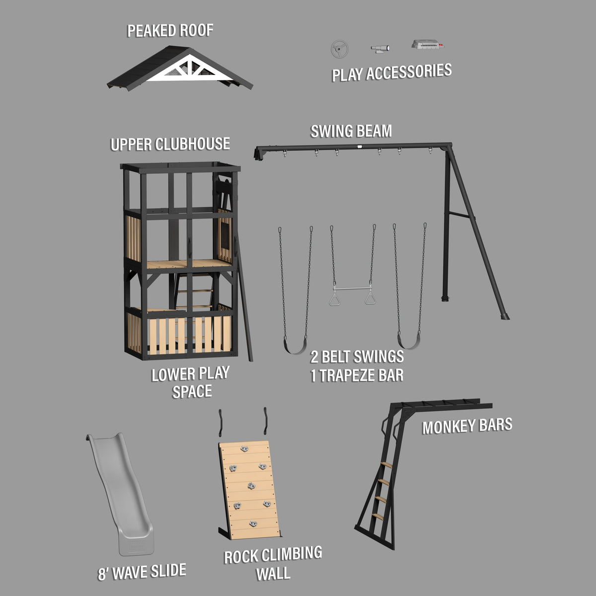 Atlas Steel Swing Set with Monkey Bars