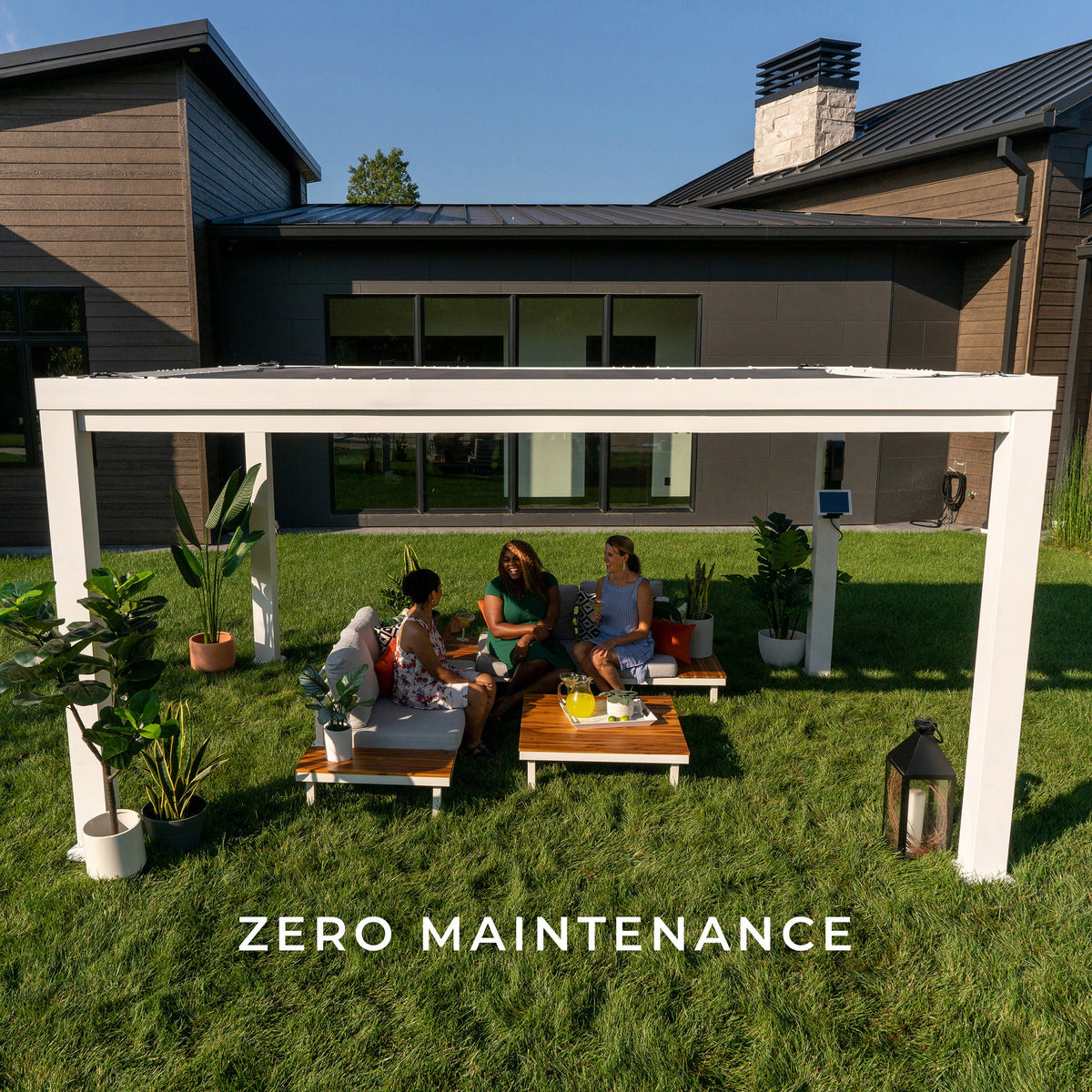 14x12 Windham Modern Steel Pergola With Sail Shade Soft Canopy