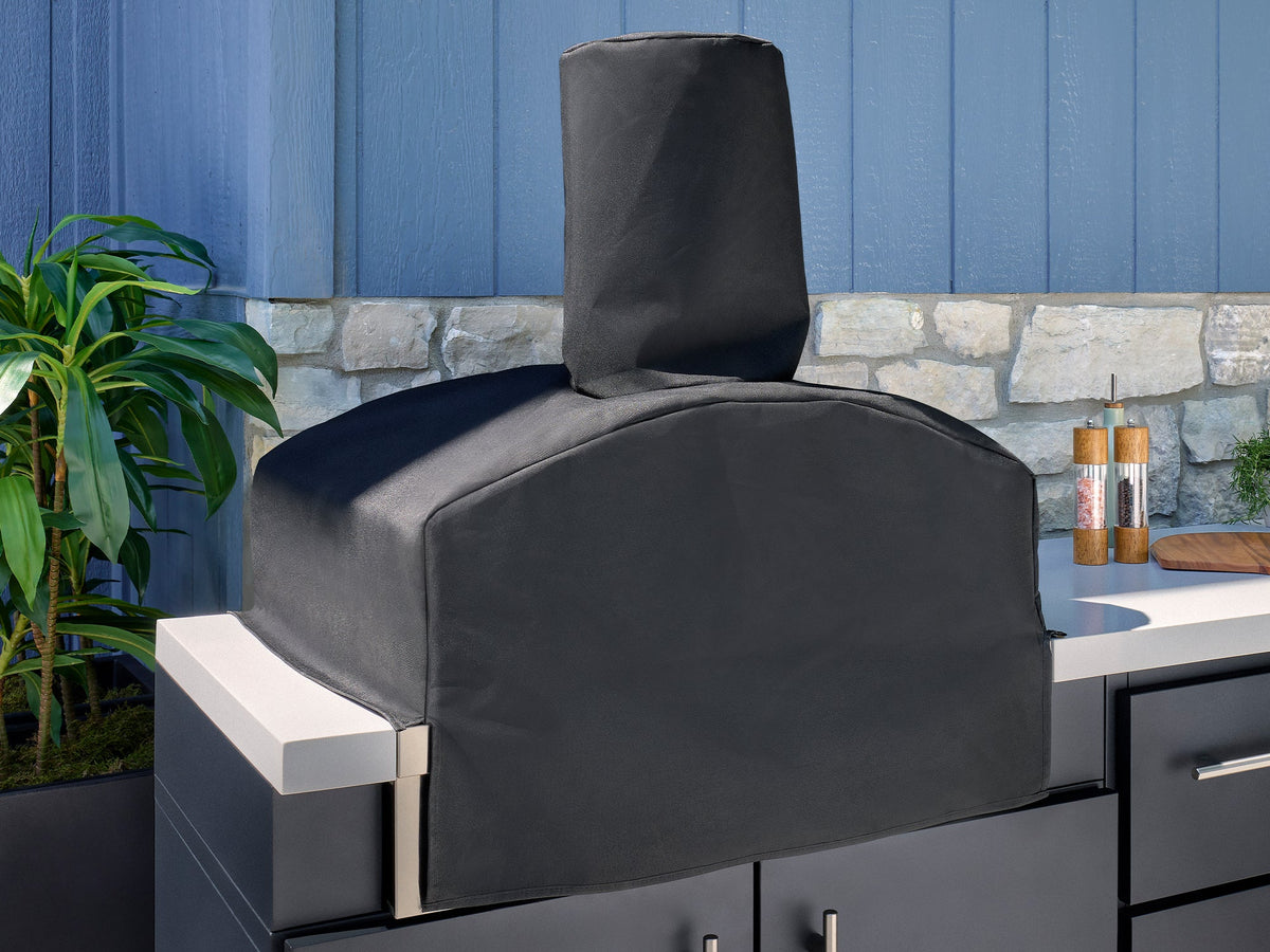 Edgemont Bay | U-Shape Outdoor Kitchen with Bar Seating, Griddle & Pizza Oven
