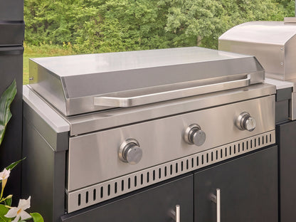 Emory | Corner Outdoor Kitchen Island with Bar Seating & Built-In Griddle – Left