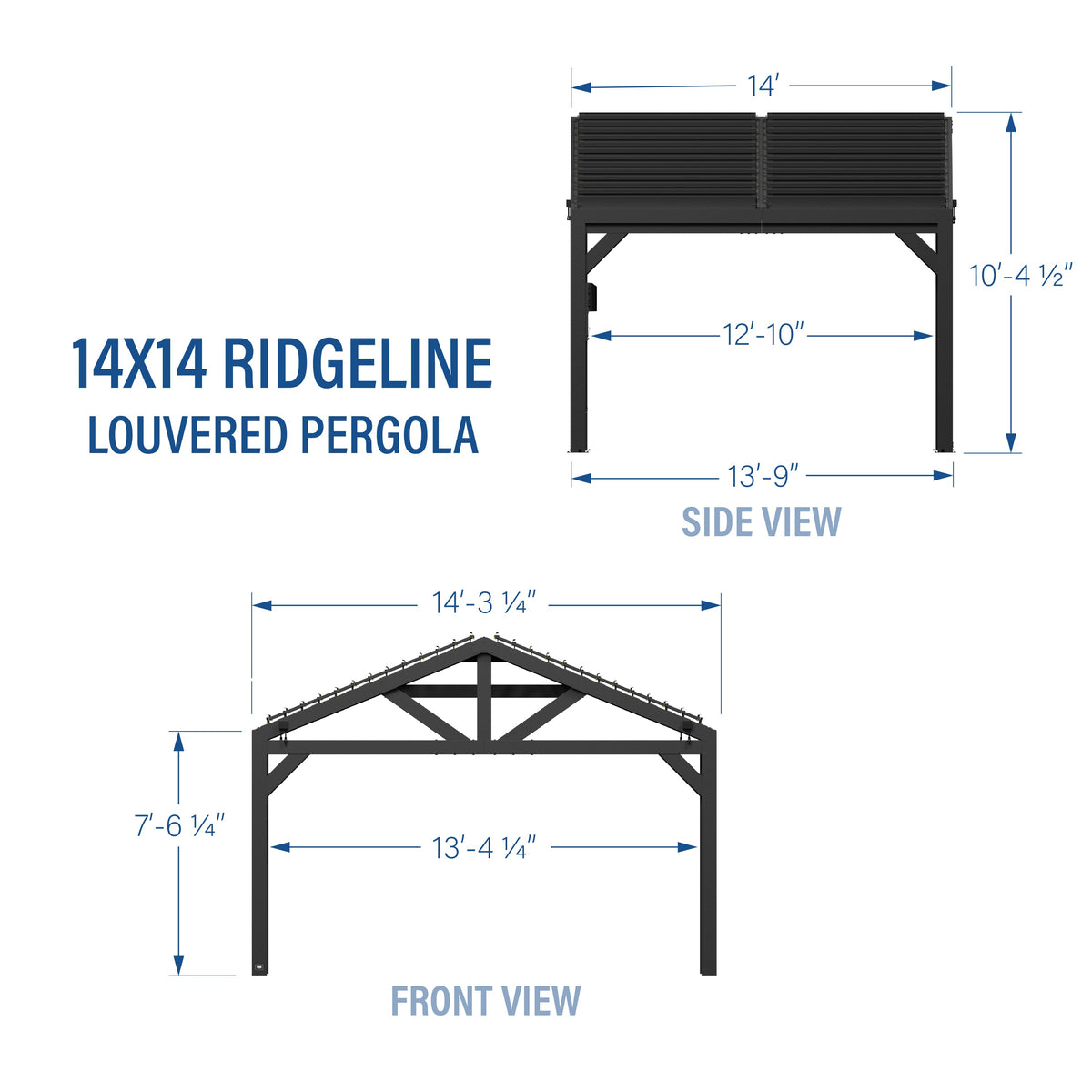 14x14 Ridgeline Steel Louvered Pergola