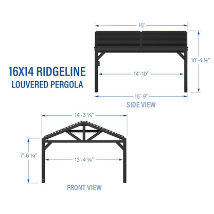 16x14 Ridgeline Steel Louvered Pergola