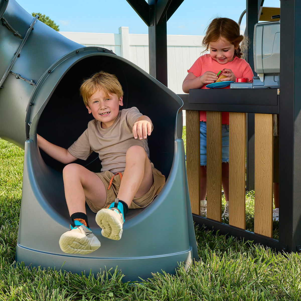 Atlas Steel Swing Set with Tube Slide