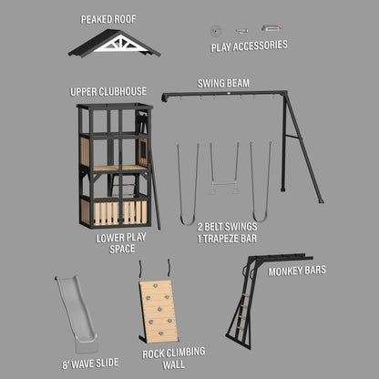 Atlas Steel Swing Set with Monkey Bars