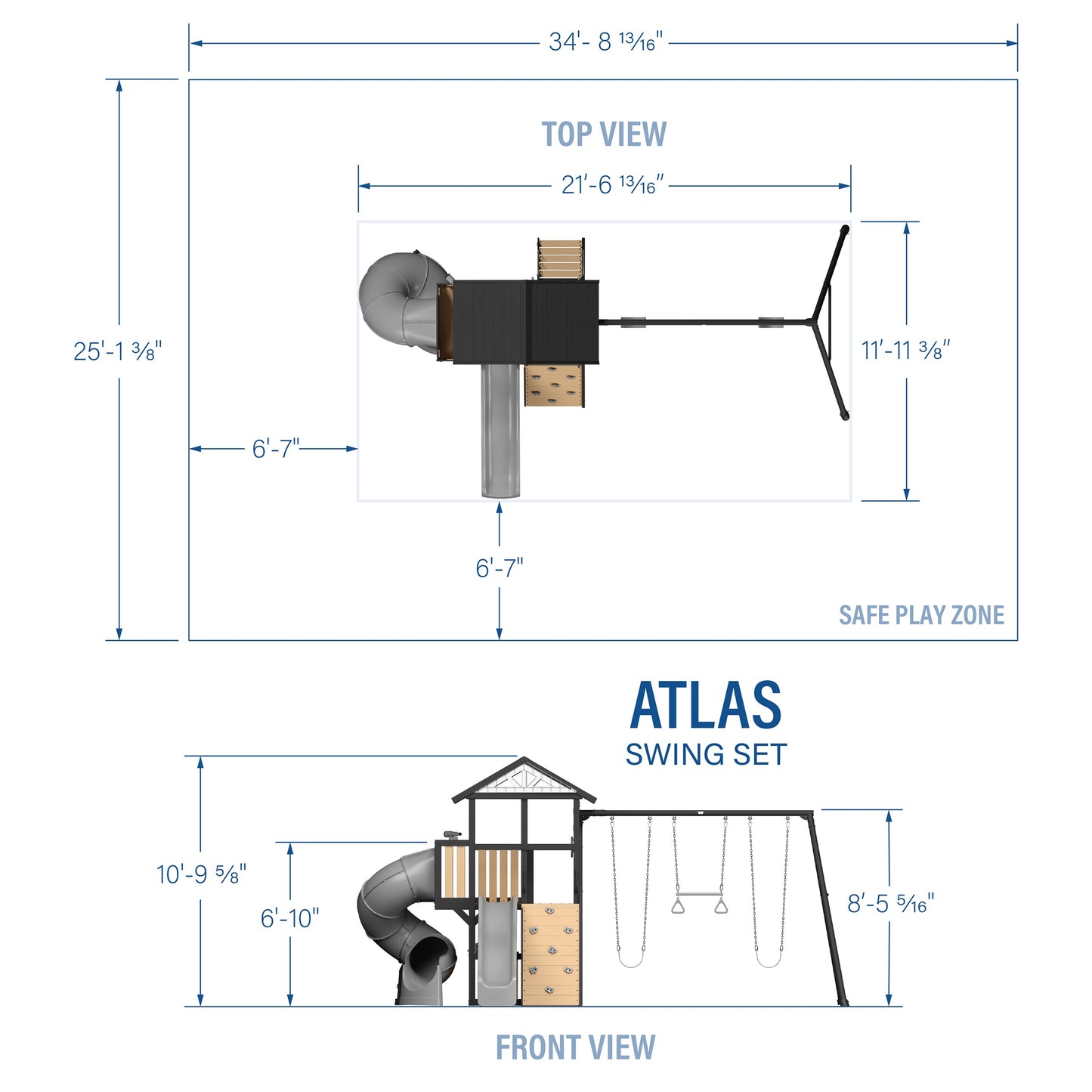 Atlas Steel Swing Set with Tube Slide