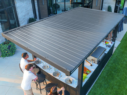 Edgemont Bay | U-Shape Outdoor Kitchen with Bar Seating, Griddle & Pizza Oven