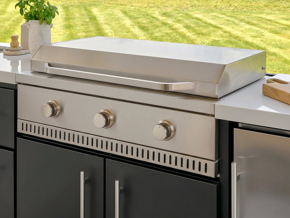 Emory | 12-Foot Outdoor Kitchen Island with Built-In Griddle & Pizza Oven