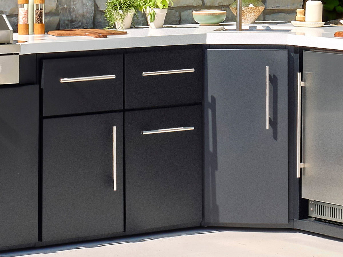 Emory | Corner Outdoor Kitchen Island with Built-In Grill & Griddle