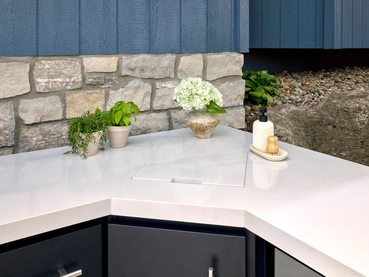 Emory | Corner Outdoor Kitchen Island with Built-In Grill & Griddle