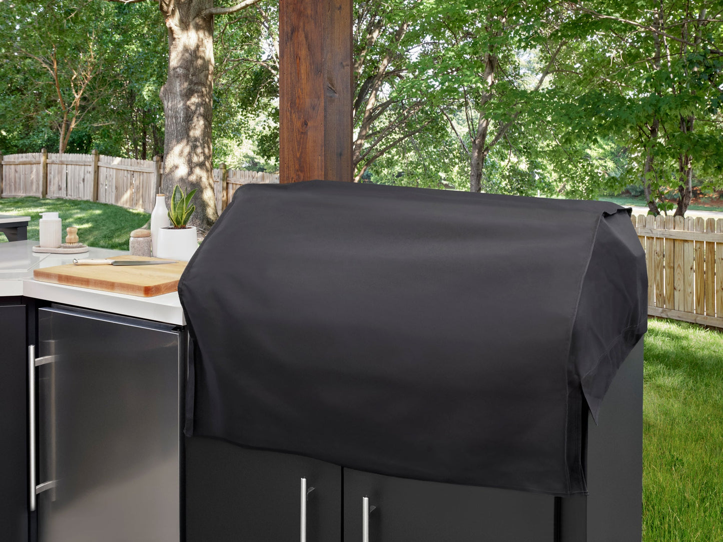 Emory | Corner Outdoor Kitchen Island with Built-In Griddle & Pizza Oven