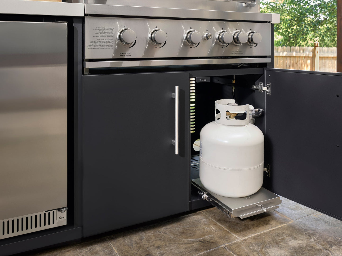 Emory | Corner Outdoor Kitchen Island with Built-In Grill & Griddle