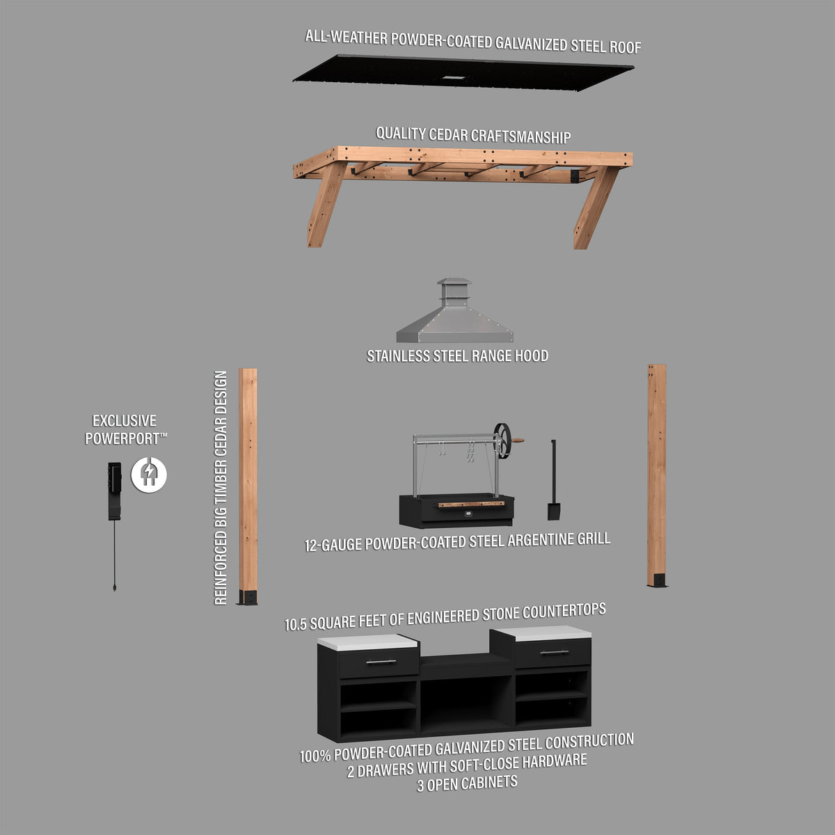 Timber Rock Outdoor Argentine Grill Cook Station