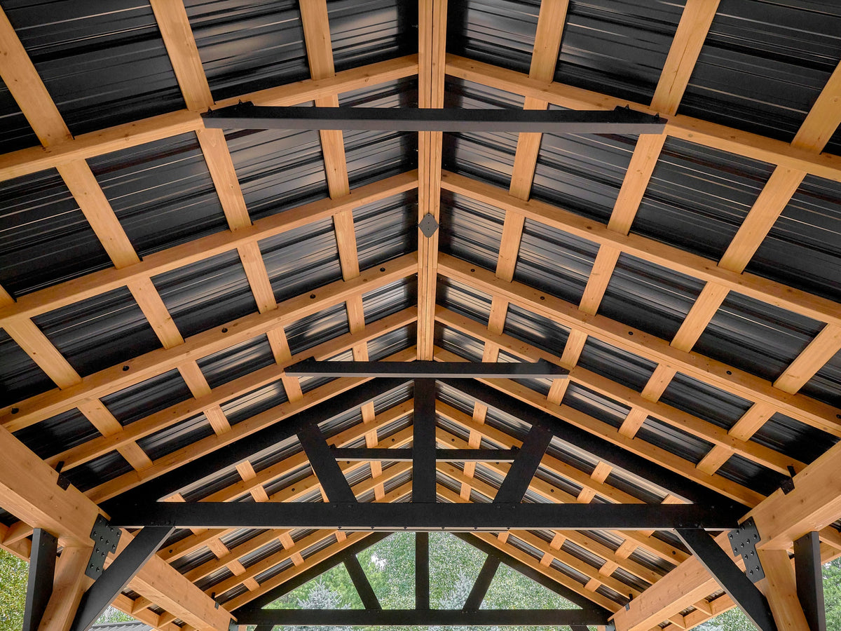 Lodge | 19x14 Cedar and Steel Gazebo with Steel Roof