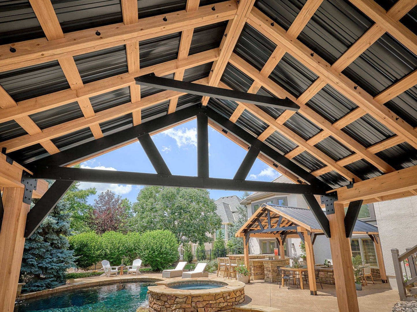 Lodge | 14x12 Cedar and Steel Gazebo with Steel Roof