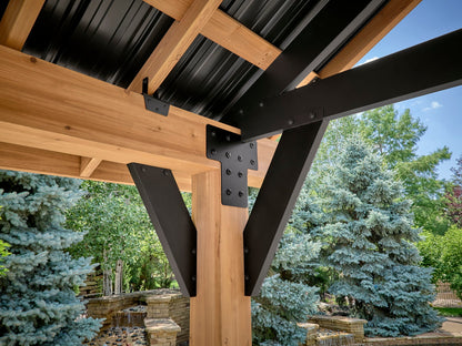 Lodge | 14x12 Cedar and Steel Gazebo with Steel Roof