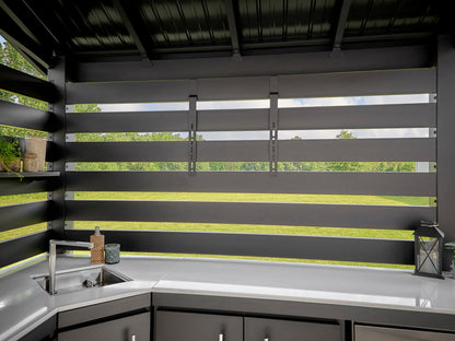 Langston | Covered Appliance-Ready Outdoor Kitchen with Refrigerator & Sink