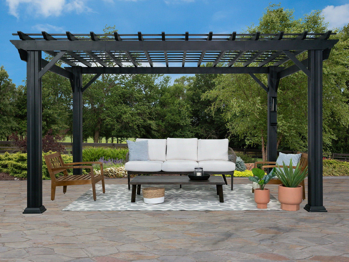 Stratford | 14x12 Steel Pergola – Black
