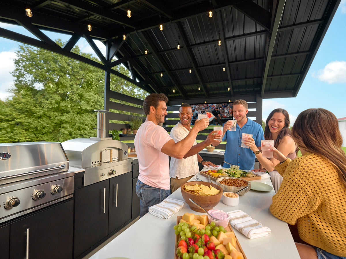 Langston | Covered Walk-In Outdoor Kitchen with Built-In Grill & Pizza Oven