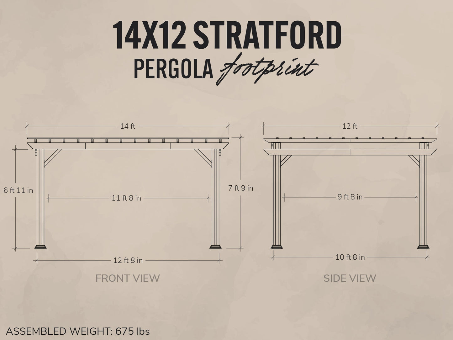Stratford | 14x12 Steel Pergola – Black