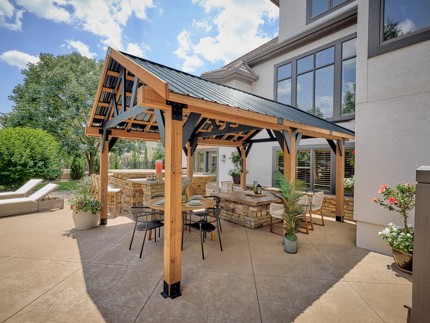 Lodge | 19x14 Cedar and Steel Gazebo with Steel Roof
