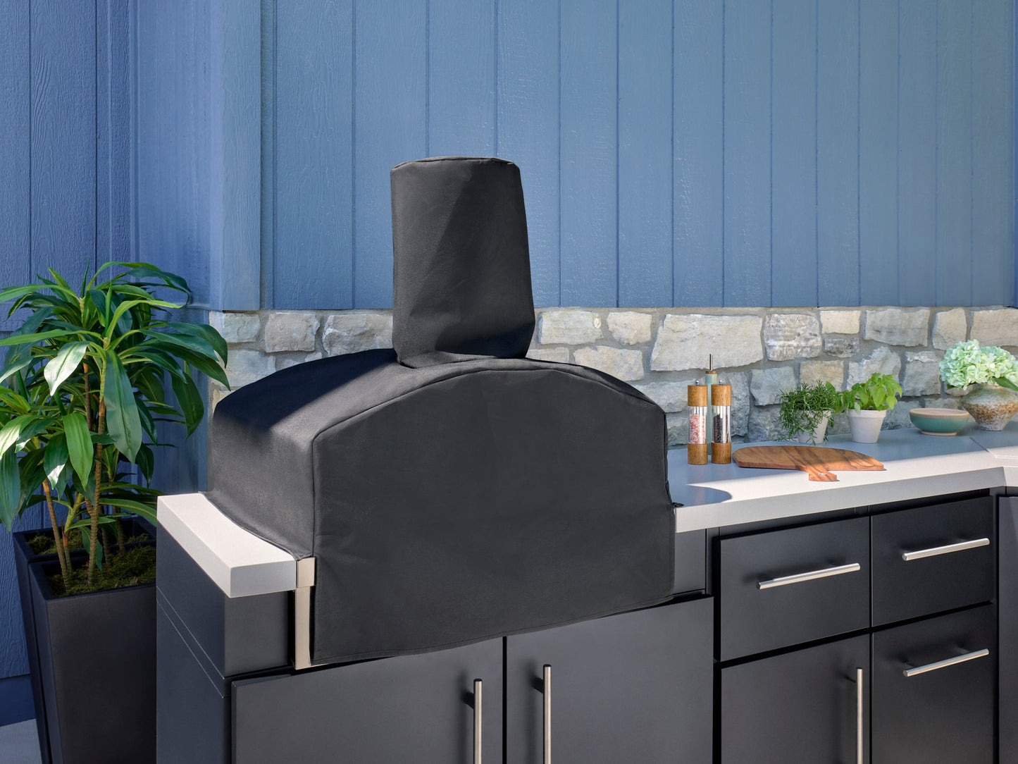 Emory | Corner Outdoor Kitchen Island with Built-In Grill & Pizza Oven
