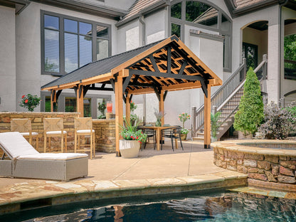 Lodge | 19x14 Cedar and Steel Gazebo with Steel Roof